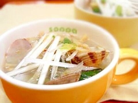 寒天屋さんのあさりと小松菜の食べちゃう寒天スープ